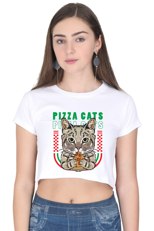 Pizza Cats Crop Top