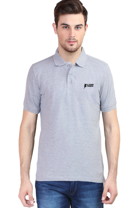 Grey Melange Polo Half Sleeve T-Shirt